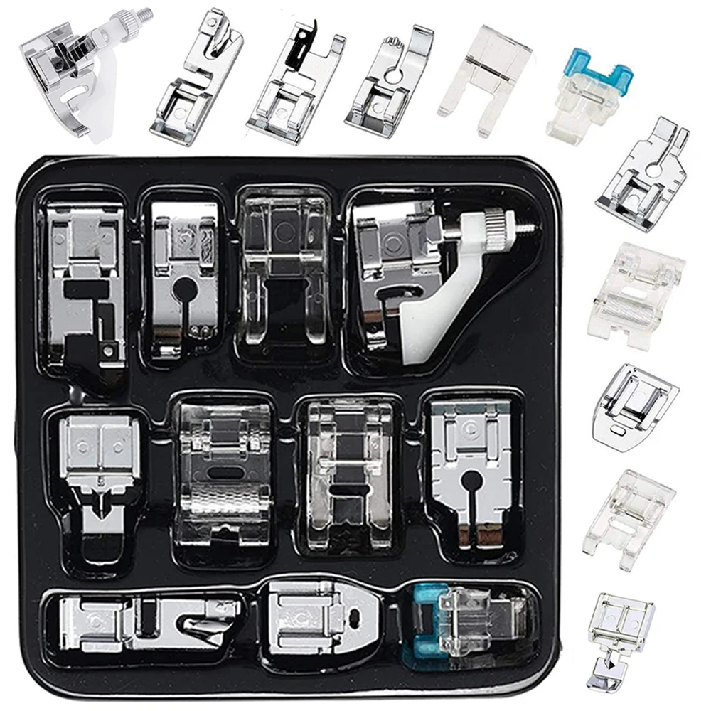 11PCS Sewing Machine Presser Foot Set Domestic Sewing Machine Feet Set Braiding Sewing Knitting Foot Parts Sewing Accessories