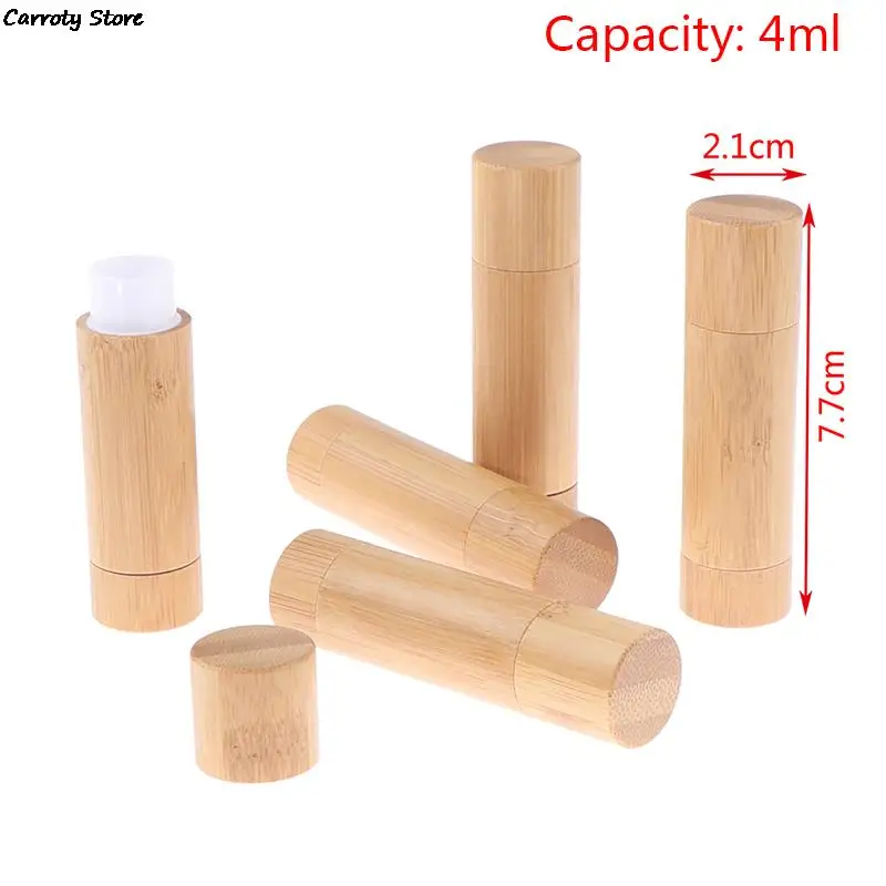 1Pc 4ml Natural Bamboo DIY Lipstick Empty Lip Tube Cosmetic Container Travel Bottle