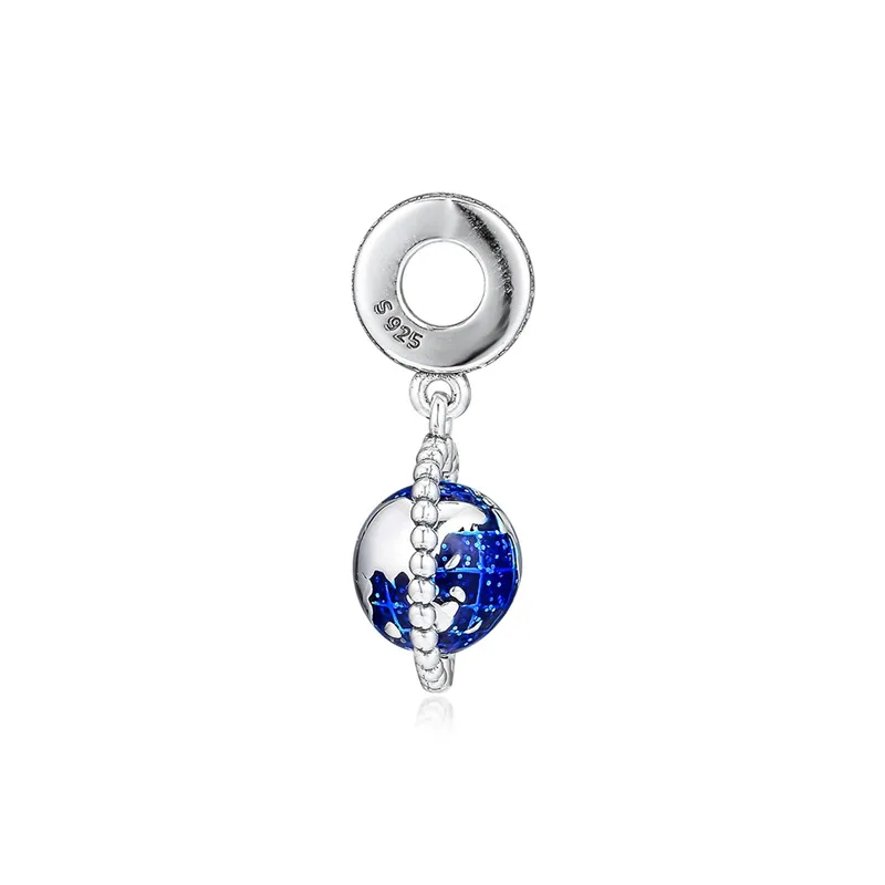 SPINNING GLOBE HANGING CHARM Love Travel Fits European Silver Bracelets Woman DIY 925 Silver Beads For Jewelry Making