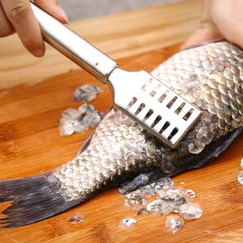 물고기 피부 브러시 스크래핑 낚시 스케일 브러시 강판, 빠른 제거, 물고기 칼 청소 필러 스케일러 스크래퍼, 나이프 장치 포함
