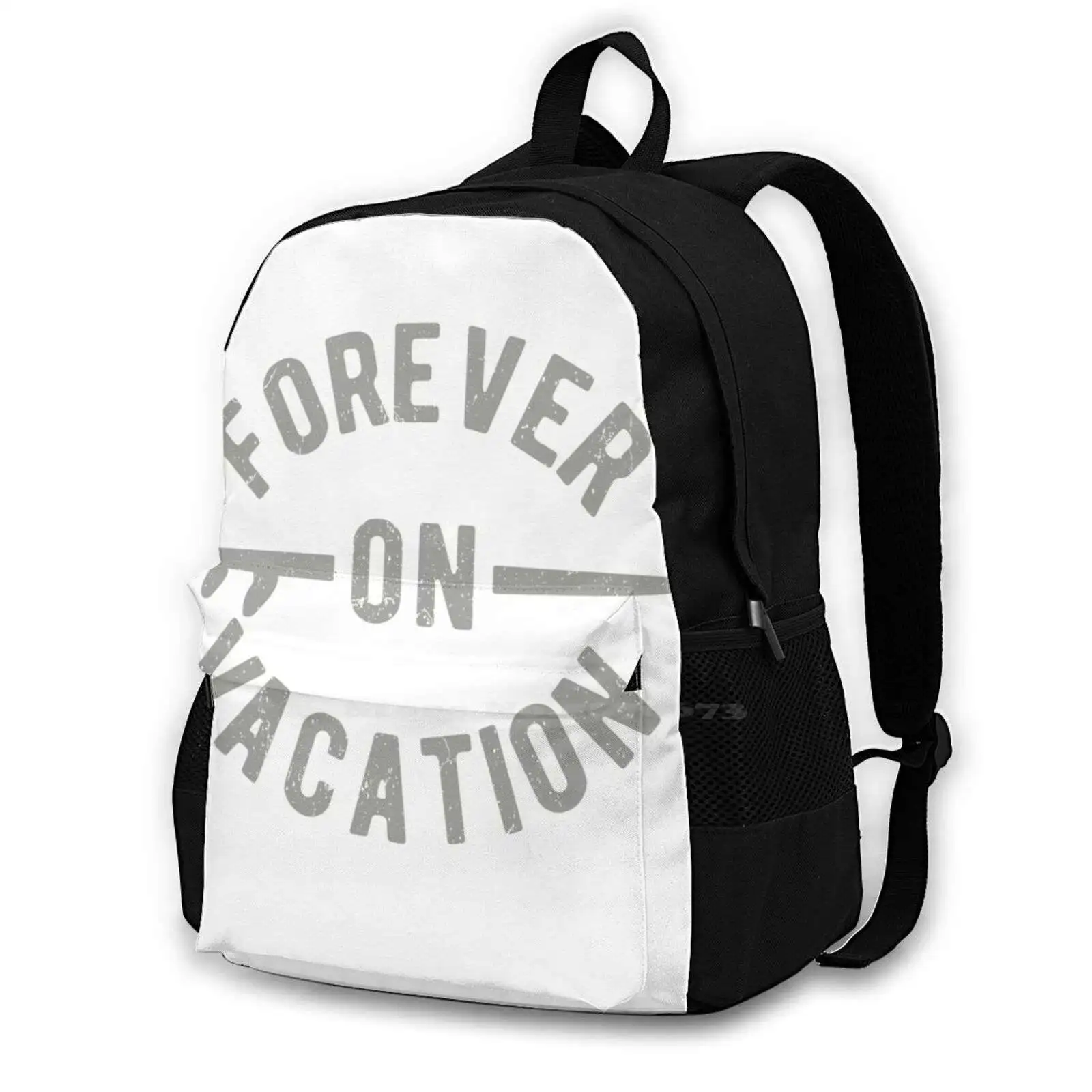 Distressed Surf Sticker Forerver On Vacation Bag Backpack For Men Women Girls Teenage Black Surf Surfer Beach Ocean Surfing