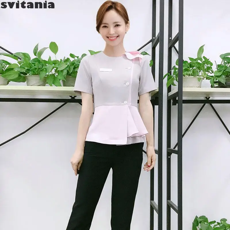 

Svitania Beauty Salon Cosmetologist's Work Clothes Long Sleeve Suit Hotel Uniform Reception Waiter Uniform Women