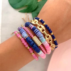 KKBEAD Polymer Clay Heishi Disc Beads Bracelets Set Fashion Y2k Jewelry for Women Pulseras Femme Adjustable Rope Bracelets