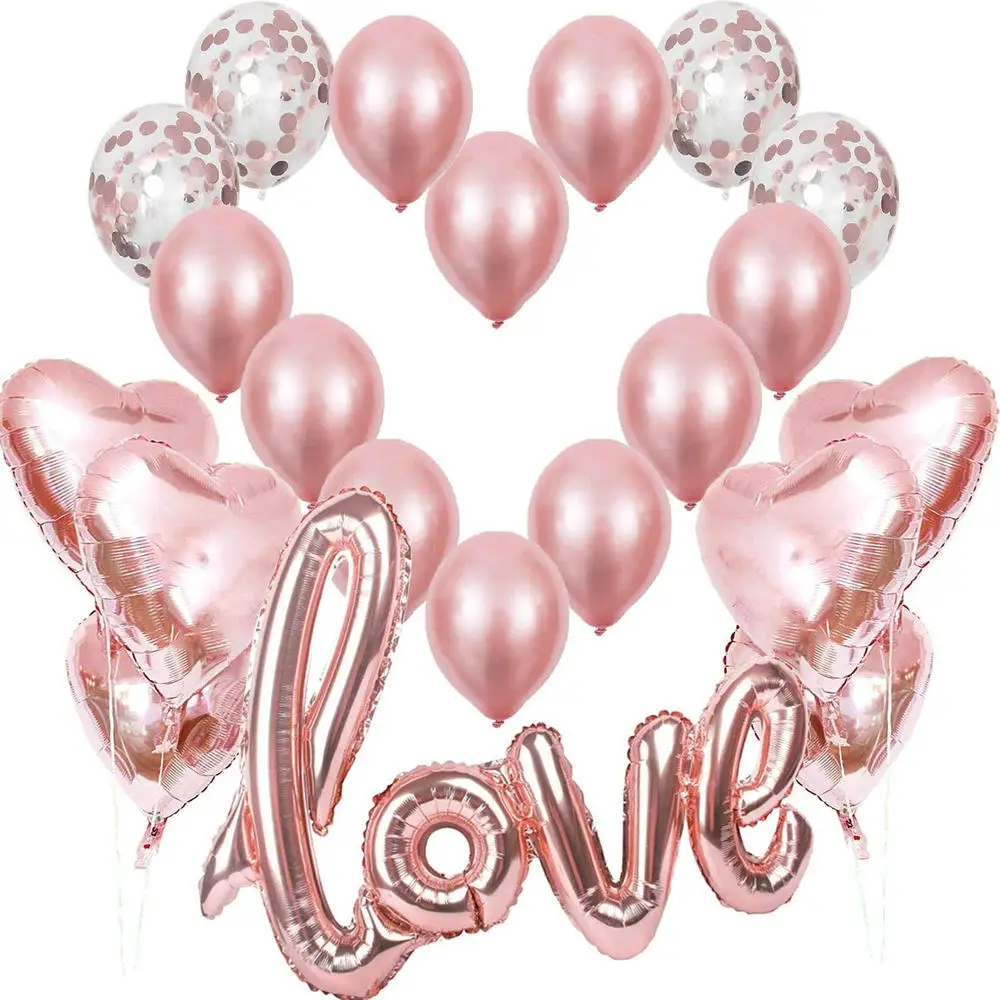 LOVE Balloon Set Valentine's Day Party Balloon Set Wedding Venues Decoration Rose Gold Sequins Decoration