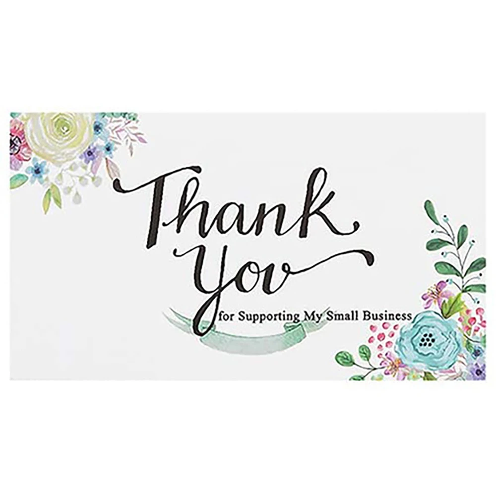 10-50pcs Flower Thank You For Supporting My Small Business Card ,2x3.5 inch Thank You Cards For Bakeries, Handmade Goods