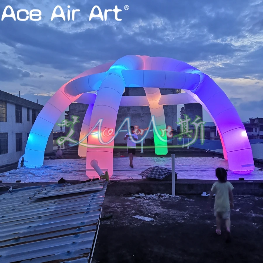 

10m Diameter 6 Legs Inflatable Party Spider Dome Tent With Colorful Led Lights For Outdoor Advertising Decoration