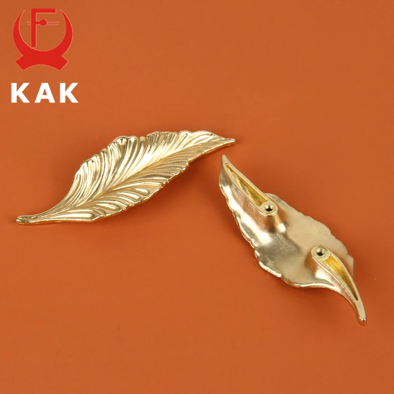 KAK Novelty Black Gold Leaves Creative Cabinet Drawer knobs Handles Wardrobe Door handles Furniture Handles Furniture Hardware
