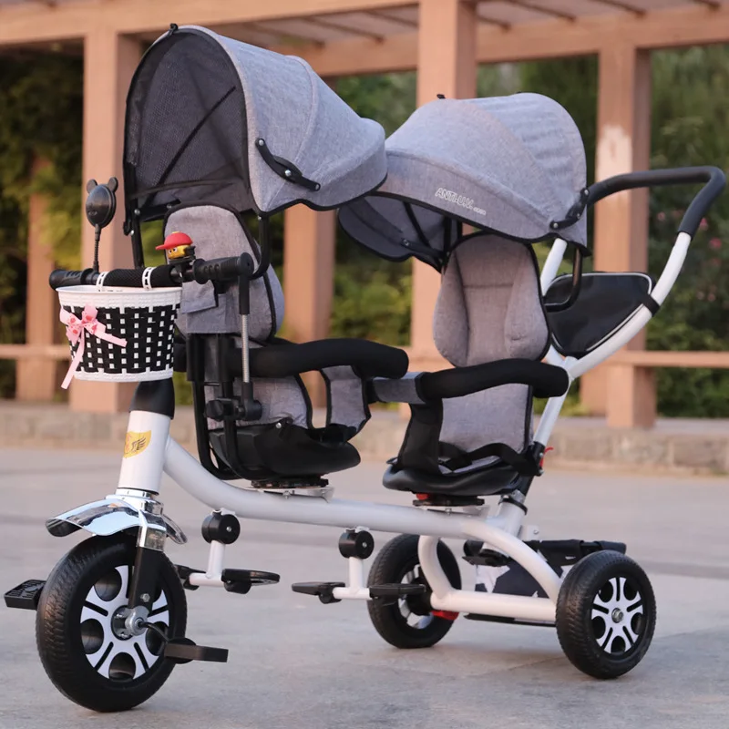 

Children's Tricycle Twin Trolley Double Baby Trike Baby Stroller 3 Wheel Bicycle Kids Tricycle Stroller