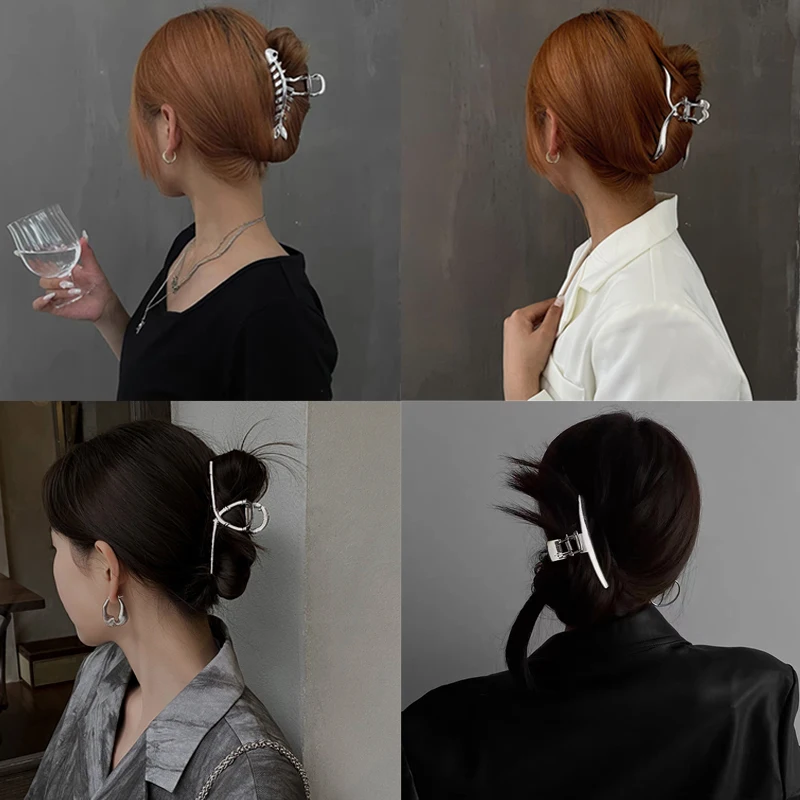 Ruoshui Frau Neuheit Unregelmäßigen Haarnadeln Punk Stil Metall Silber Haar Krallen Barrettes Frauen Haar Zubehör Haar Clips Hairgrip – Detail 5