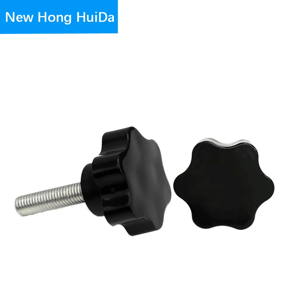 Parafuso de mão m4 m5 m6 m8 m10 m12, parafuso com aperto em forma de estrela, parafuso com botão de baquelite, equipamento industrial, aço e plástico