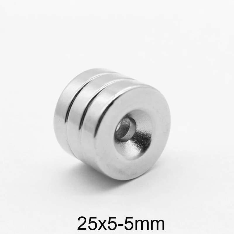 2~30PCS 25x5-5 mm Permanent NdFeB Strong Magnets 25*5 mm Hole 5mm Round Countersunk Neodymium Magnetic Magnet 25X5-5mm 25*5-5