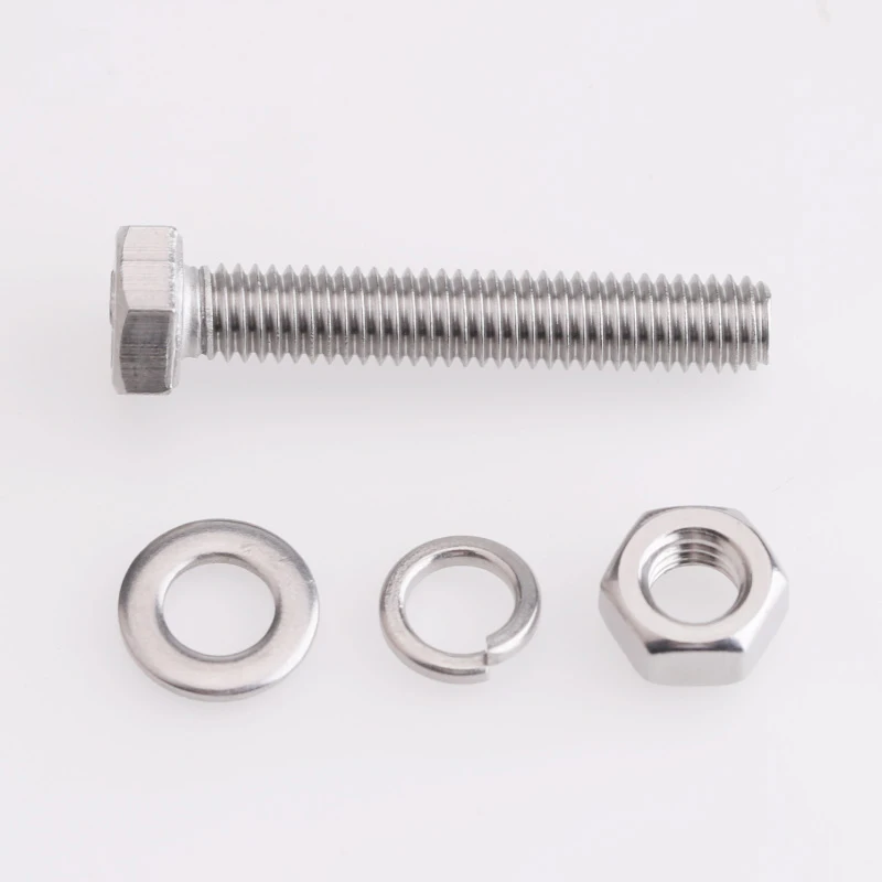 304 Stainless Steel Hex Head Screws Nuts Flat Washers Lock Washers Kits Hexagon Bolts Set M3 M4 M5 M6 M8 M10 M12 M14 M16