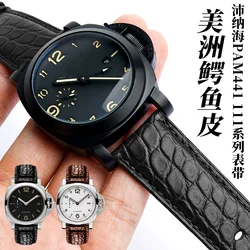 Large Size Leather Bracelet for Panerai Pam441 111 DIESEL Crocodile Leather Watch Strap Male 22 24 26mm