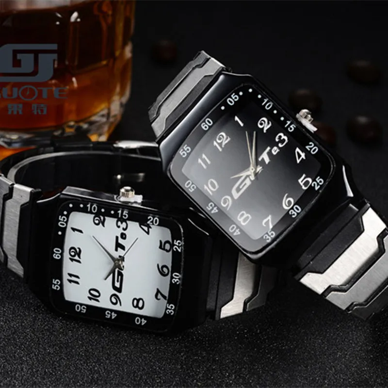 Military Watches For Men Fashion Business Stainless Steel Quartz Watch Male Casual Rectangle Dial Wristwatch Relogio Masculino