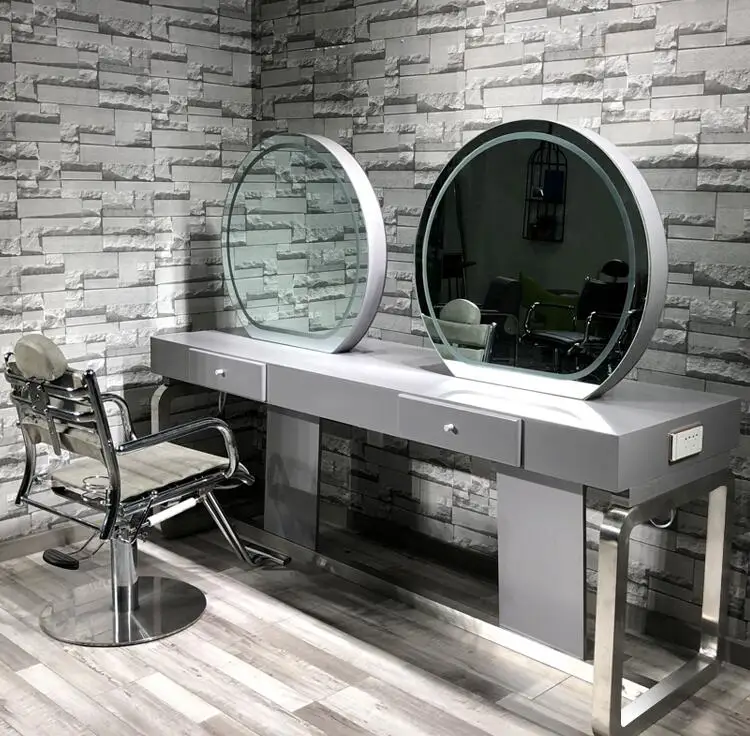 Hairdressing mirror specially designed for barbershop mirror stage and hair salon simple web celebrity double-sided mirror style