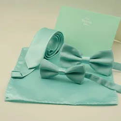 Laço verde-menta masculino, gravata fina, conjunto de lenço, casamento de papillon, laços tipo azul, Cravat Corbatas, moda
