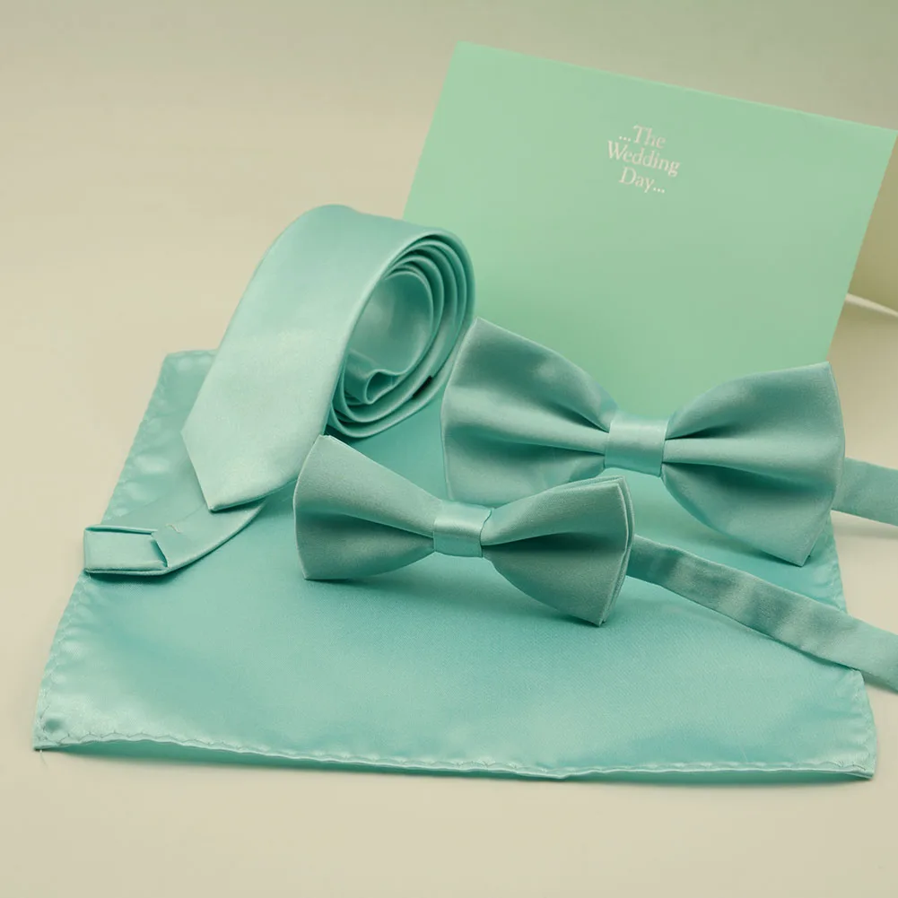 Fashion Mint Green Bow Tie For Men Slim Tie Necktie Hankerchiref Set Papillon Wedding TiffanyBlue-like Bowties Cravat Corbatas