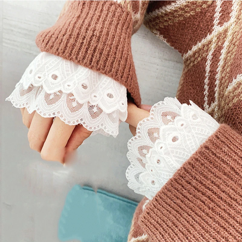 New Fake sleeves autumn winter wild sweater decorative sleeves pleated wrist Pleated organ fake sleeves universal fake cuff