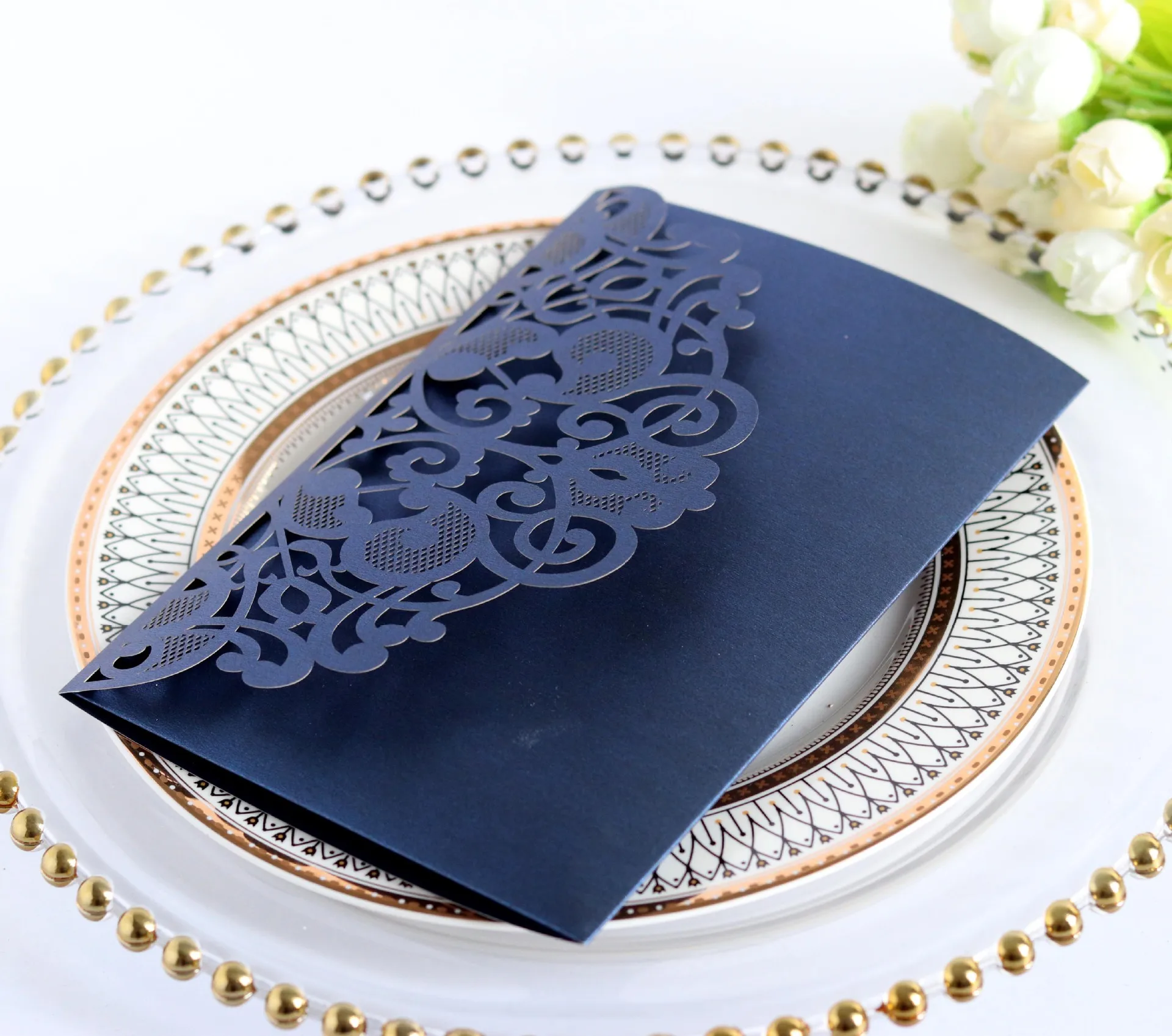 50pcs Elegant Laser Cut Wedding Invitations Card Customize Greeting Card Business With RSVP Cards Birthday Party Favor Supplies