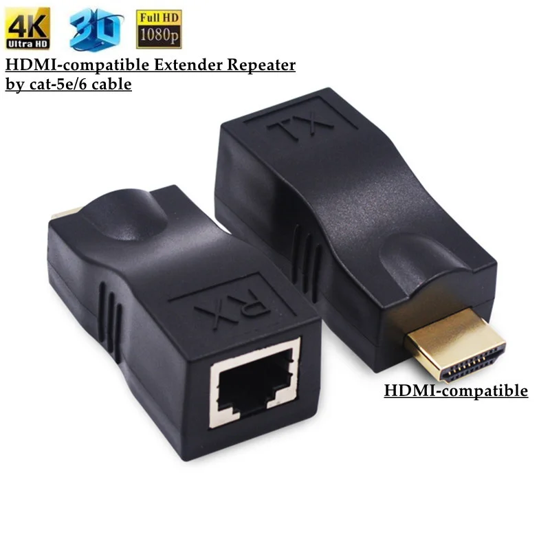 

CAT5E CAT6 UTP LAN Ethernet HD Extender Repeater 1080P Hard Plastic HDMI-compatible To RJ45 Network Cable Extender For HDTV