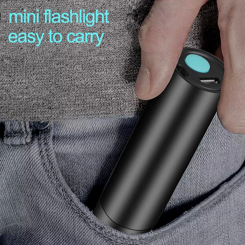 Mini LED Flashlight USB Rechargable 3 Lighting Mode Waterproof Torch Telescopic Zoom Stylish Portable Suit for Night Lighting
