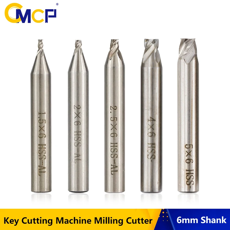 CMCP Key Cutting Machine Milling Cutter 4 Flute End Mill Cutter for Vertical Key Machine Cutter Parts 6mm Shank Locksmith Tools