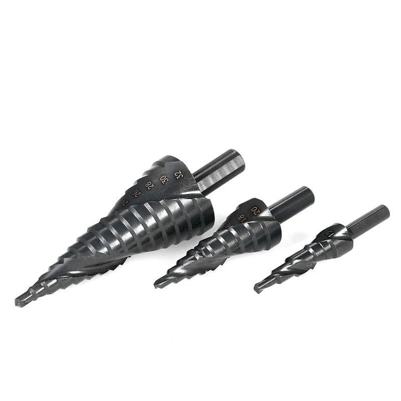 3 Pcs 4-32 Mm HSS Kobalt Langkah Melangkah Bor Nitrogen Kecepatan Tinggi Baja Spiral untuk Logam kerucut Segitiga Shank Lubang