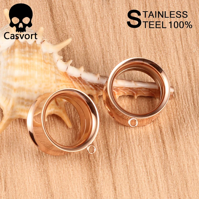 Casvort 2 Pcs Roestvrij Staal Dangle Oordoppen Body Piercing Schroef Tunnels Brancards Body Sieraden Oorbellen Expander Voor Gift