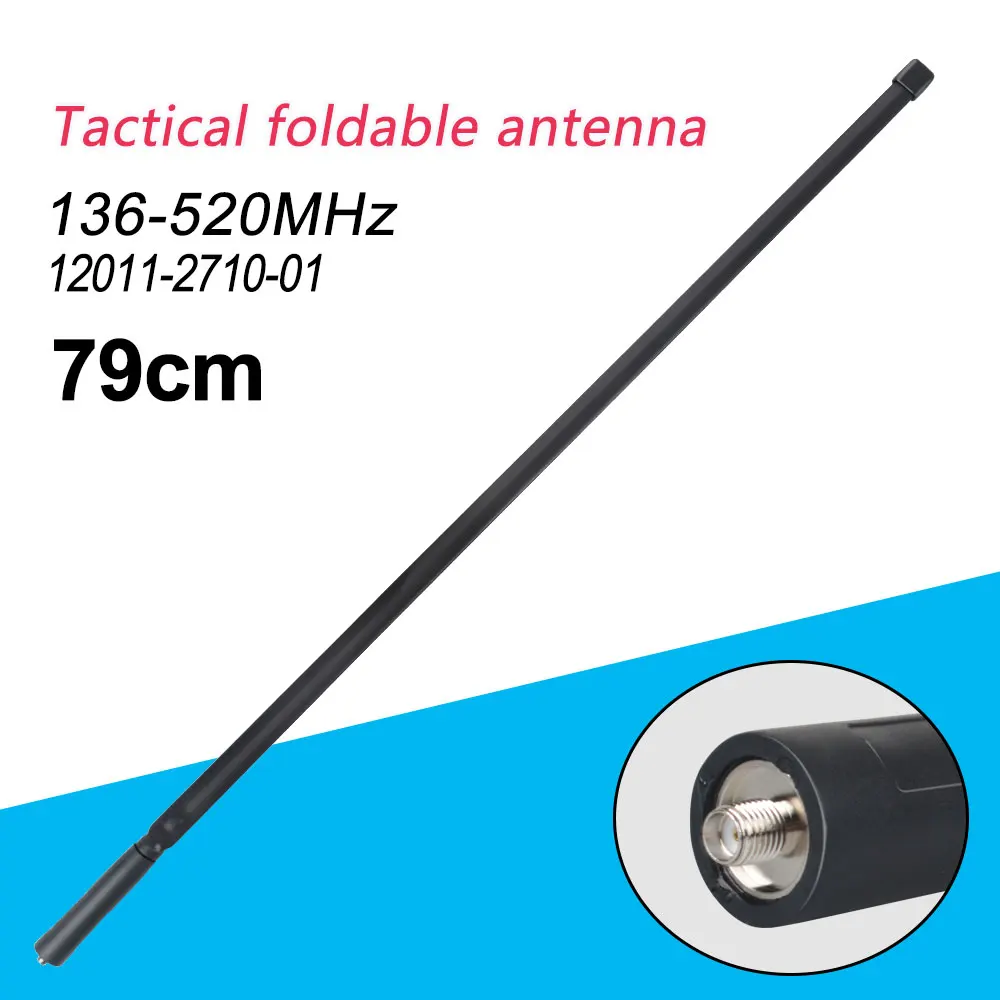 Antena dobrável de walkie talkie, vhf uhf e uhf, extensão flexível, portátil sma, antena dual band para área externa, 79cm