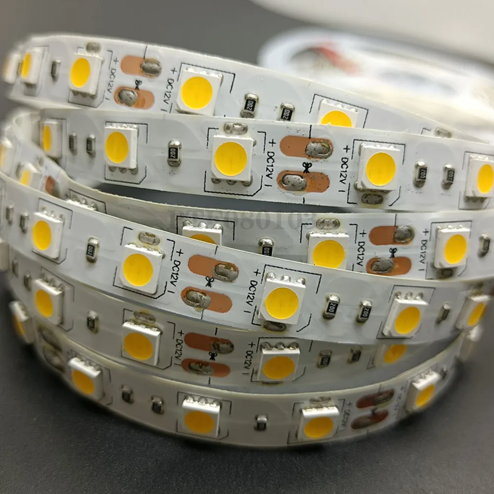 SMD 5050 LED Strip 5M 60led/m DC 12V 24V Flexible Ribbon Diode Tape 4000K NW RGB White Warm White Red Green Blue Yellow Light