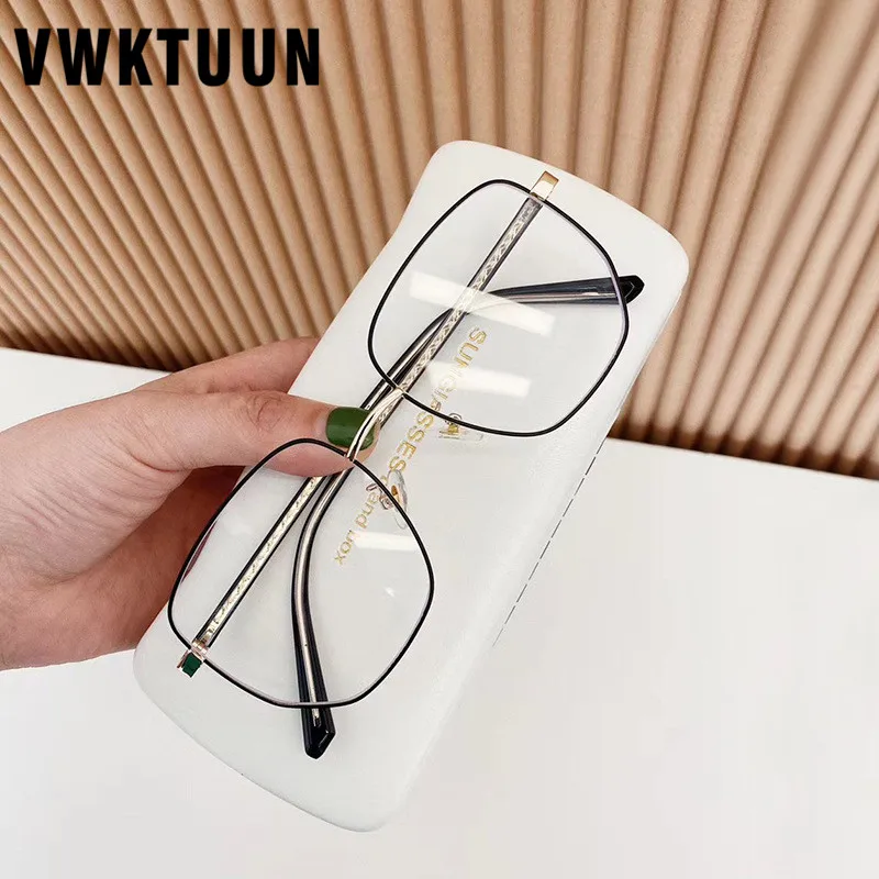 VWKTUUN Anti Blue Light Glasses Square Myopia Glasses Frames Women Blue Light Blocking Glasses Carved Irregular Glasses Frame