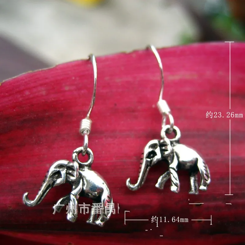 Really925 vintage Thai silver sterling silver elephant earrings Hypoallergenic fashion personality earrings free shipping