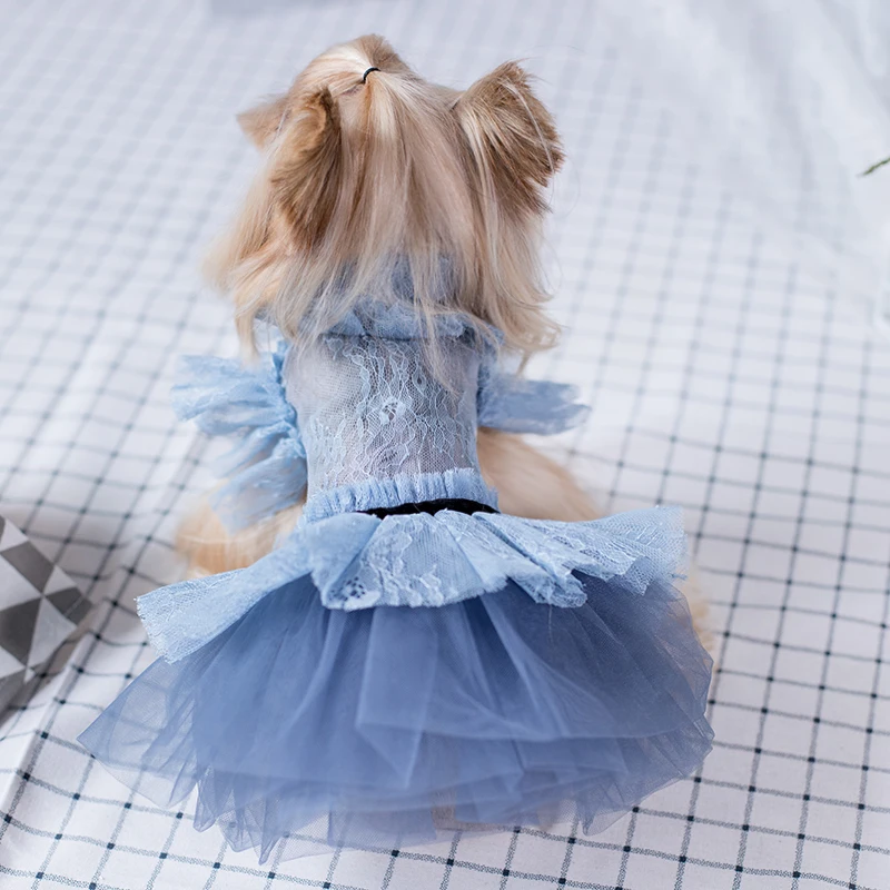 Pet Dog Clothing Solid Color Wedding Party Tutu Dresses Puppy Clothes For Small Medium Dog Yorkshire Poodle Outfits Dog Skirts