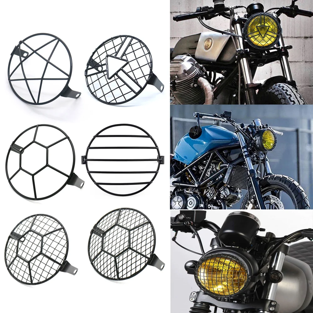 6.5‘’ Motorcycle Universal Vintage Headlight Protector Retro Grill Light Lamp Cover For Harley Ducati Chopper Yamaha Cafe Racer