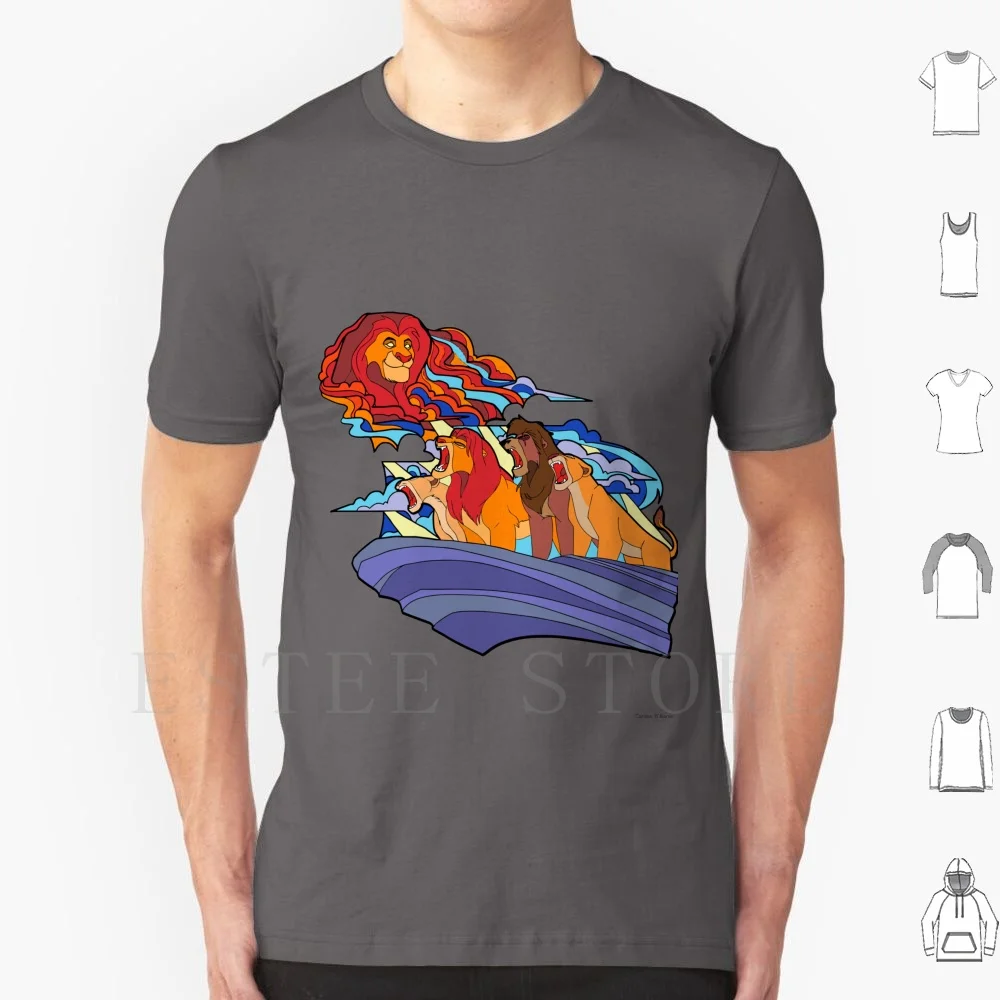 Camiseta sin título DIY talla grande 100% algodón Rey León Simba Nala Kovu Kiara orgullo Mufasa nubes unidas rugido León gato Tigre