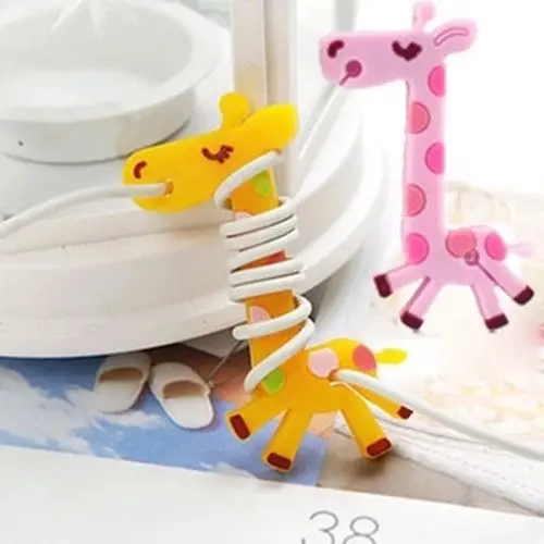 Earphone Organizer Headphone  Cute Cable  Giraffe  Economic  Genuine Cartoon creative animal Organizer Pink and Yellow optional