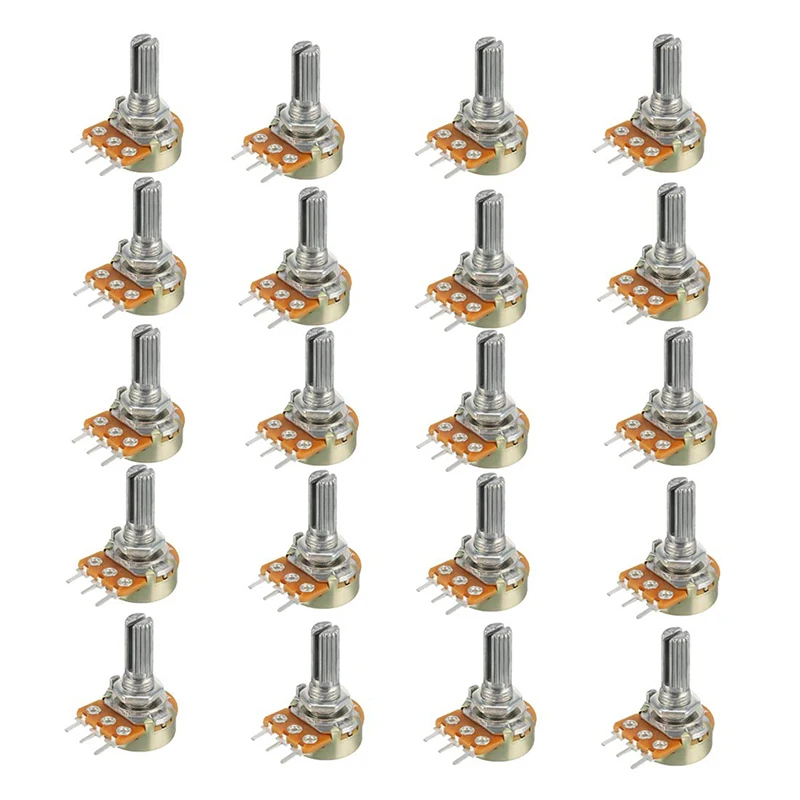 Kit de potenciômetro linear 20 tamanhos wh148, junção única de 3 pinos com eixo de 15mm com porca b1k 2k 5k 10k 20k 50k 100k 250k 500k 1m