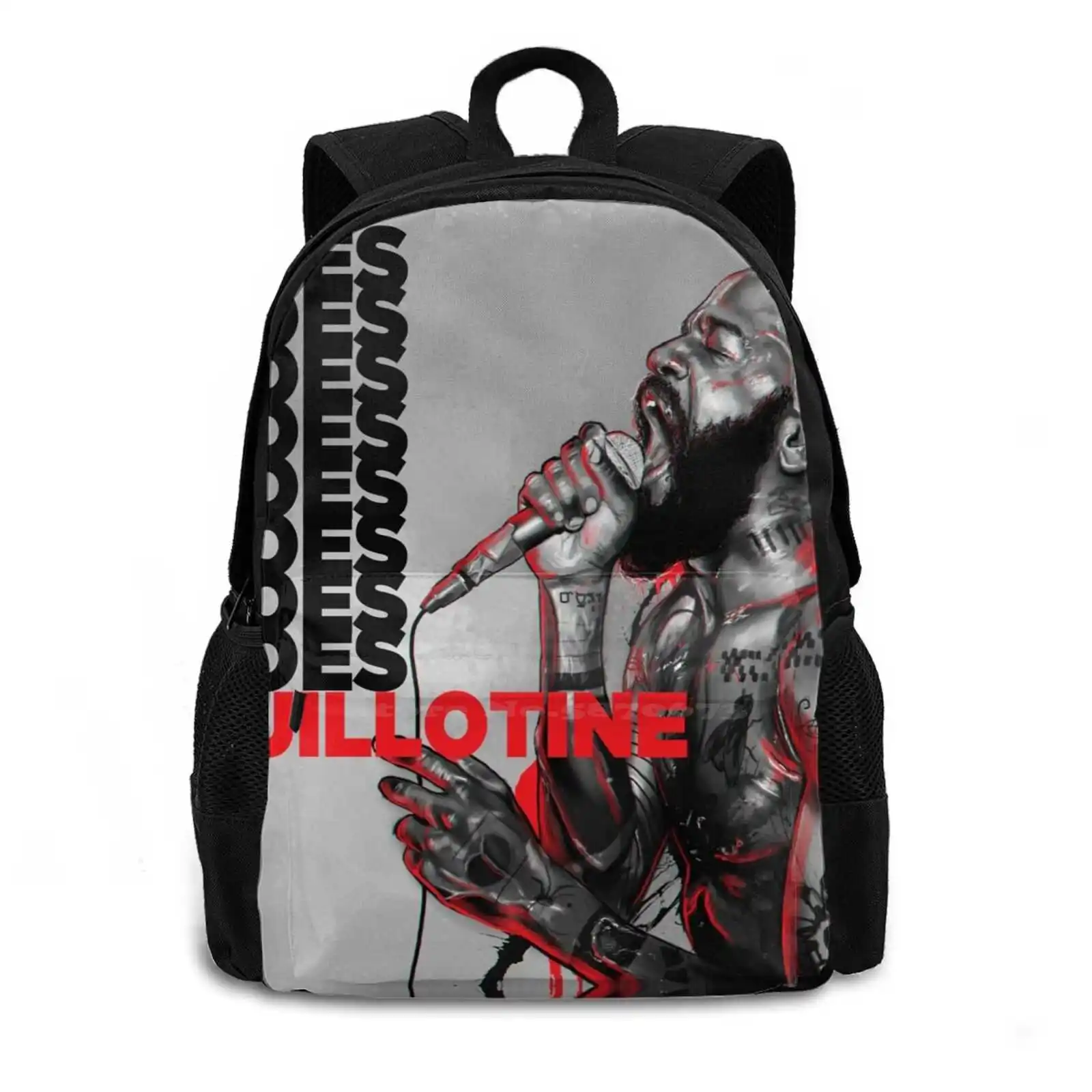 Guillotine Fashion Pattern Design Travel Laptop School Backpack Bag Noided Guillotine Rap Mc Ride Mcride Stefan Burnett Zach