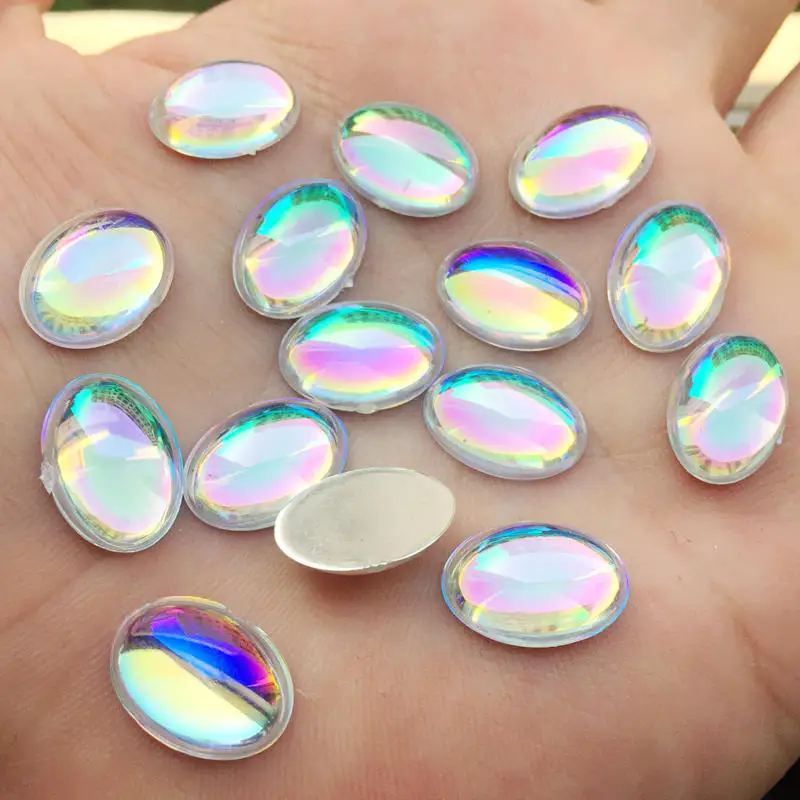 30pcs 10*14mm Oval shape Crystals Clear AB Acrylic rhinestones Flat back glitters for DIY jewelry Stone S170