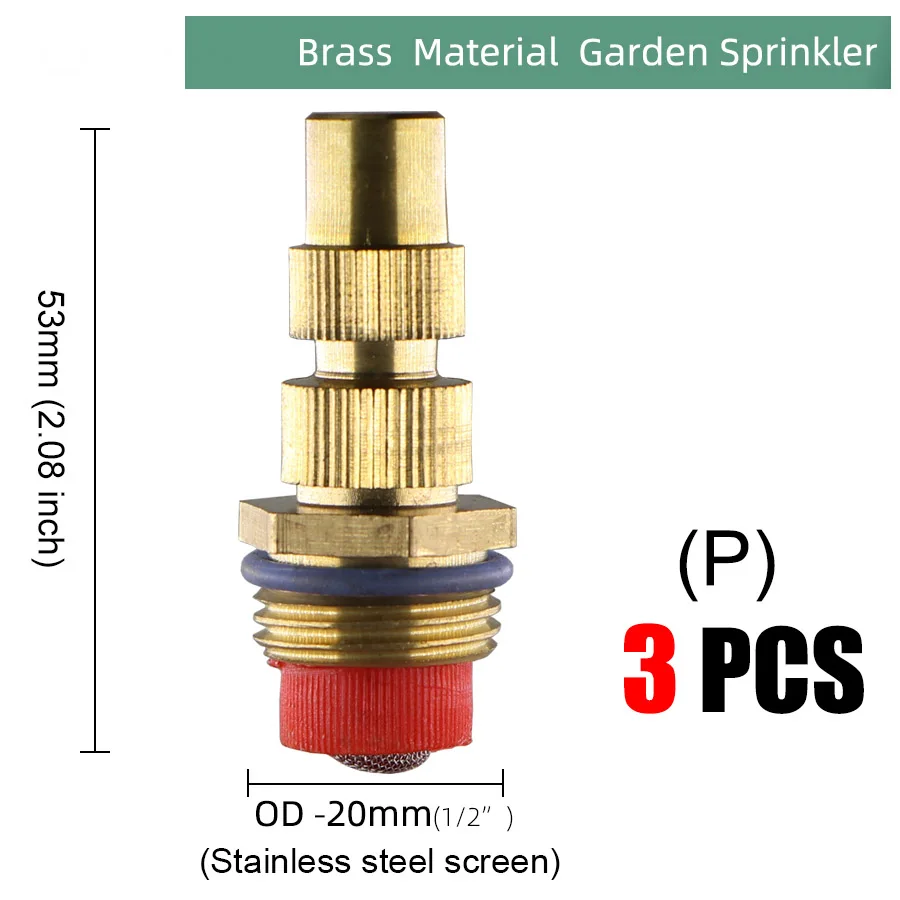 24 Types Brass Nozzle Garden Mist Sprinkler Spray Copper Misting Cooling System Nozzle Irrigation 1/2