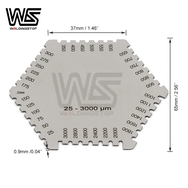 Stainless Steel Wet Film Comb Hexagonal Gauge 3000 um Inspection gage