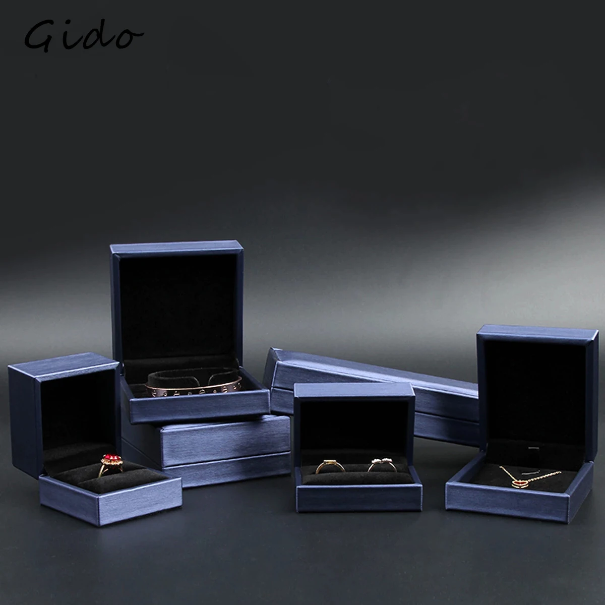 New Satin cloth jewelry box Gold  PU Leather Ring Box  Bracelet Necklace Box Pendant Gift Box For Jewelry Wedding Gift Box