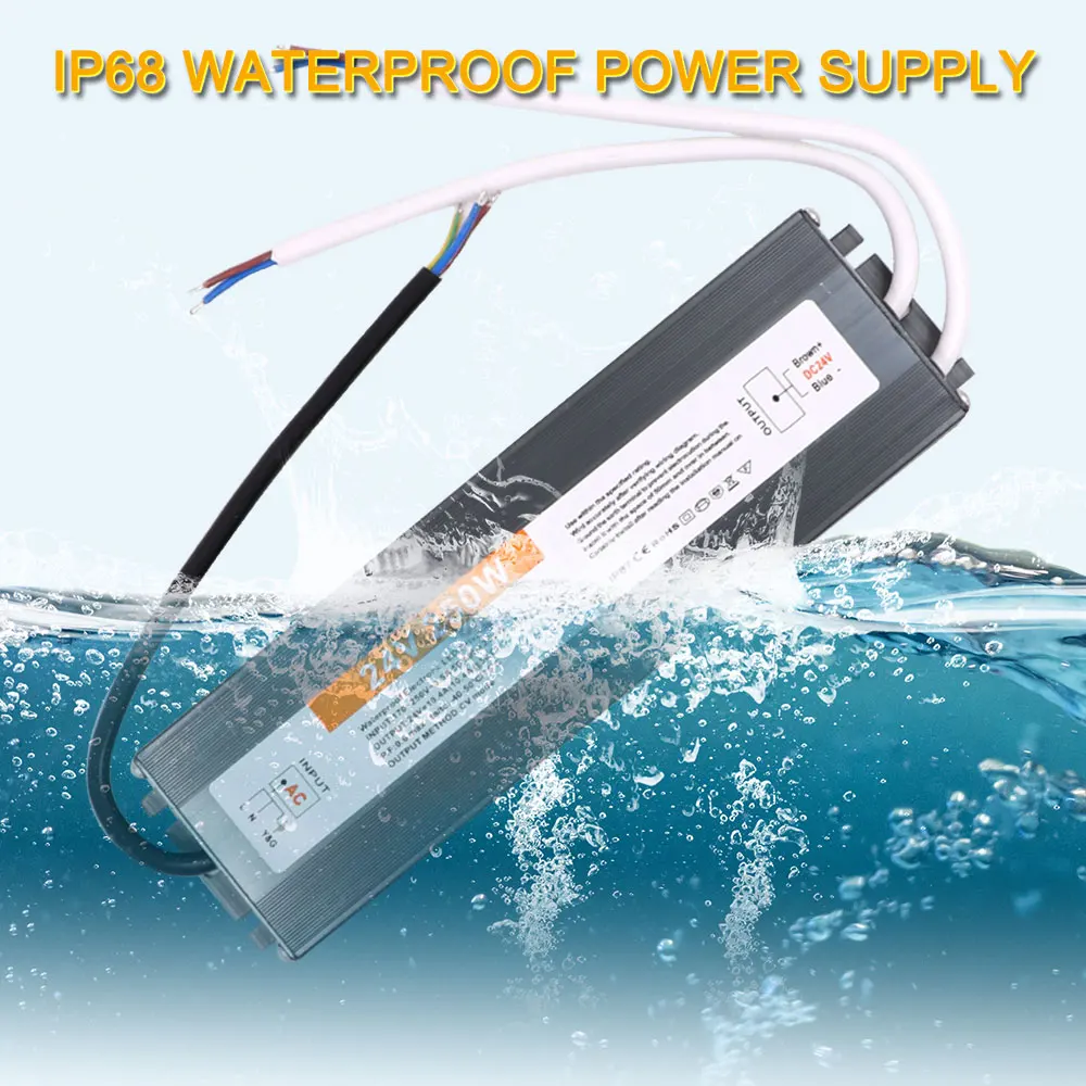 12V 24V IP67 IP68 Wateproof Power Supply Transformer for LED Strip Outdoor Lighting 20W 50W 80W 100W 200W 300W 400W LED Driver