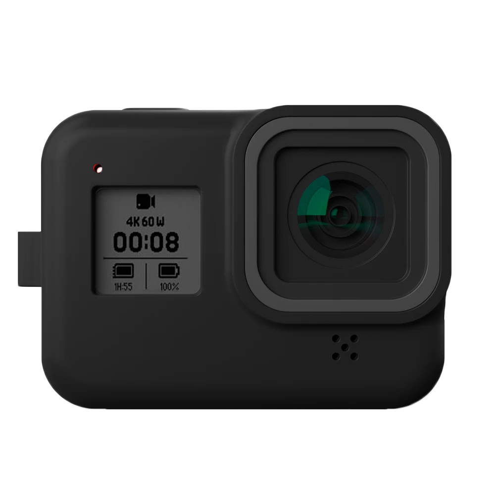 Silikonowe etui na GoPro Hero 8 czarne szkło hartowane osłona soczewka ochronna folia obudowa dla Go Pro 8 akcesoria