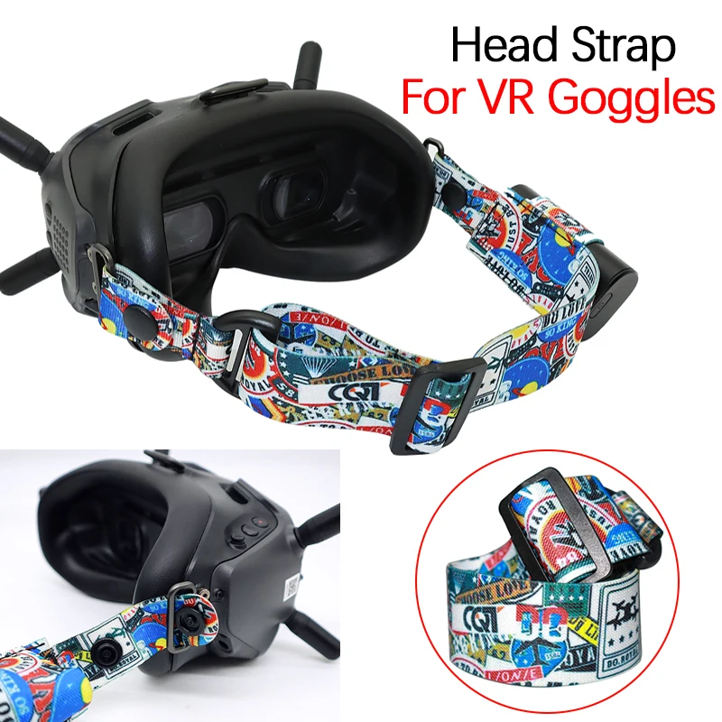 Adjustable Goggles V2 Head Strap Battery Fixing Strap For DJI FPV Combo Drone/VR Glasses Snap Button Headband Accessories