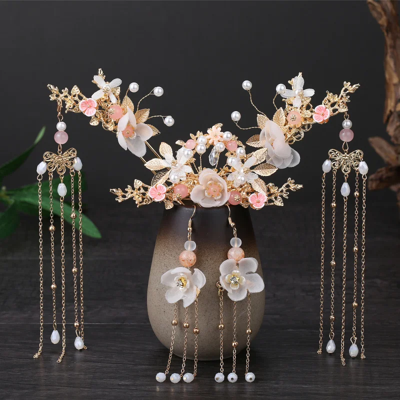 Hanfu Headwear Hairpin พู่หญิงขั้นตอนเขย่า Hairpin โบราณอุปกรณ์เสริมผมชุดโบราณเครื่องแต่งกายอุปกรณ์เสริม