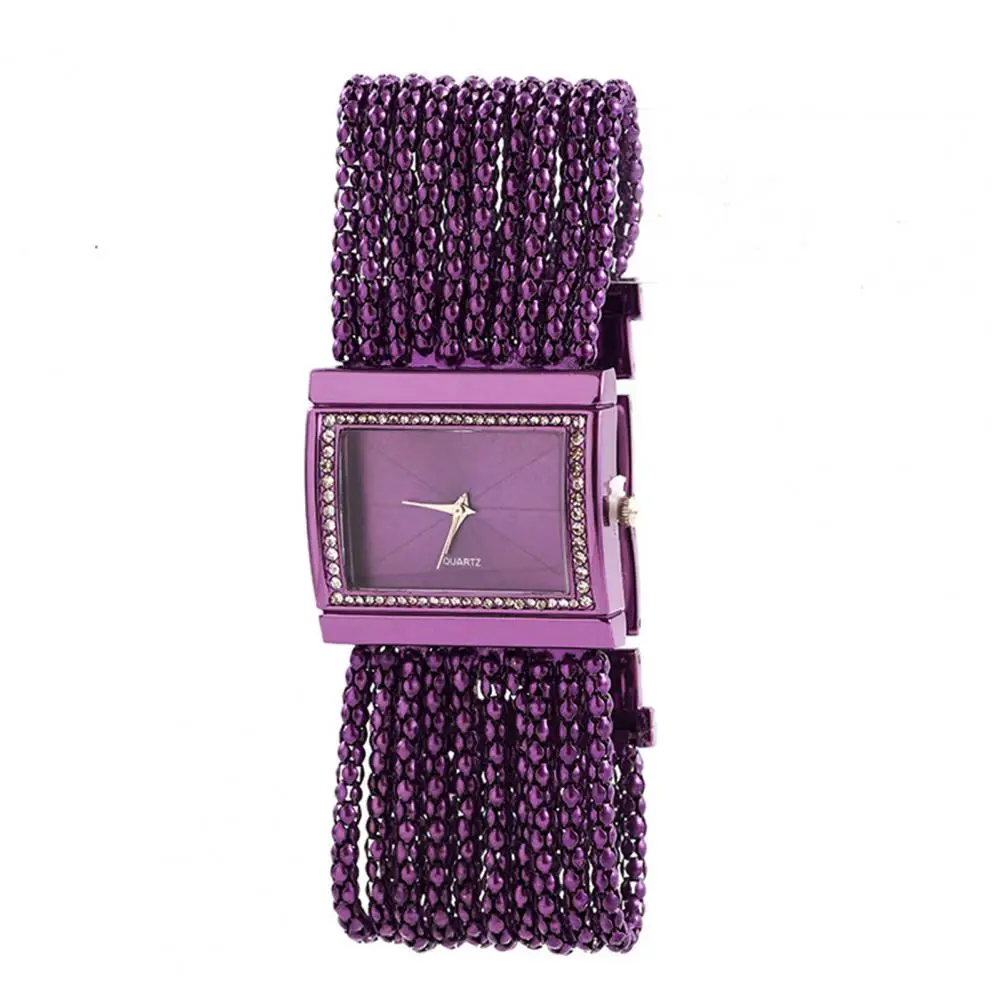 Rhinestone Inlaid Wristwatch For Women Multi-Layer Beads Chain Watch Stylish Women Quartz Bracelet Watch Fashion Wristband Watch