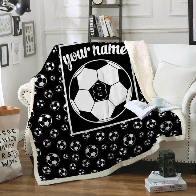 

New 3D Printed basketball/football/ tennis Sherpa Blanket Plush Velvet Warm Sheet Cartoon Office Nap Blanket 002