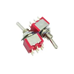 10Pcs Toggle Switch ON ON Latching DPDT Mini Rocker Switches MTS-202 6A 250VAC 6 Pin