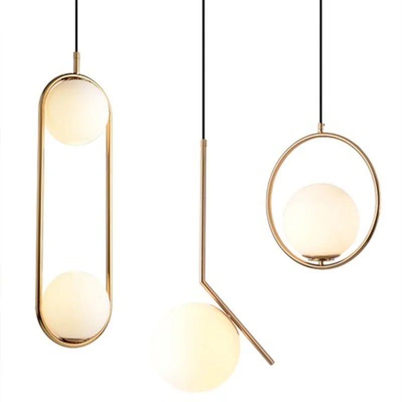 

Nordic Lighting Bedroom Bedside Pendant Lights Modern Dining Room Bar Table Luster Glass Ball Ring Lamps Hanging Fixtures